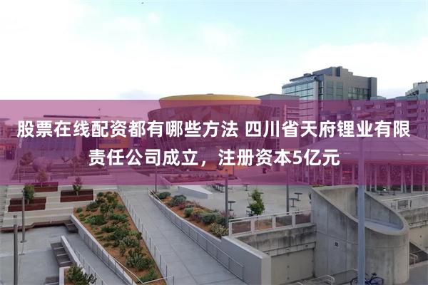 股票在线配资都有哪些方法 四川省天府锂业有限责任公司成立，注册资本5亿元