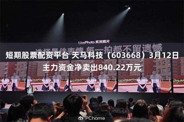 短期股票配资平台 天马科技（603668）3月12日主力资金净卖出840.22万元