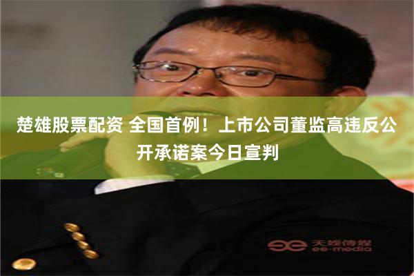 楚雄股票配资 全国首例！上市公司董监高违反公开承诺案今日宣判